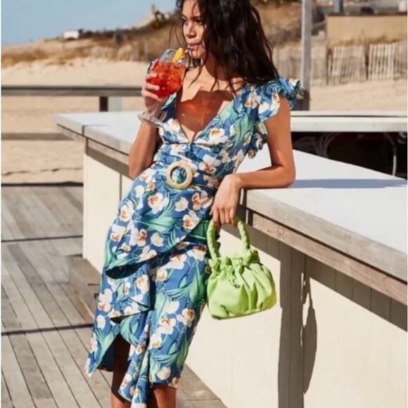 PatBO Dresses & Skirts - PatBO Floral Belted Midi Dress